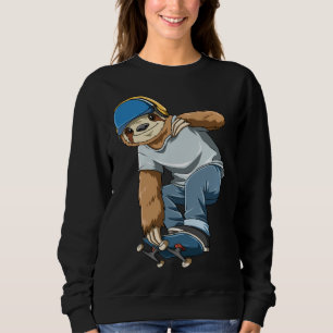 Chilled Sloth Skateboarding   Skater Sweatshirt
