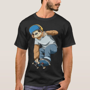 Chilled Sloth Skateboarding   Skater T-Shirt