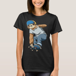 Chilled Sloth Skateboarding   Skater T-Shirt