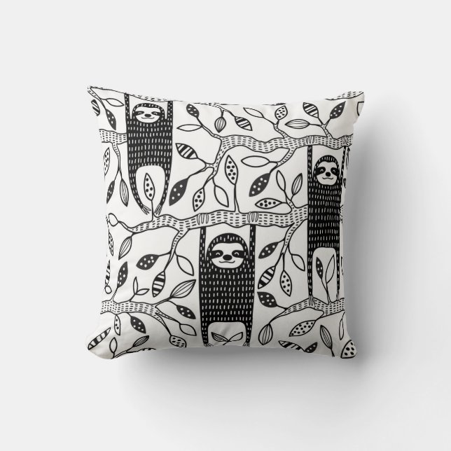 Chilled Sloths: Cute Animal Pattern. Cushion (Front)