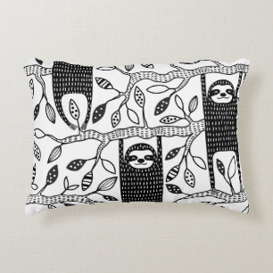 Chilled Sloths: Cute Animal Pattern. Decorative Cushion