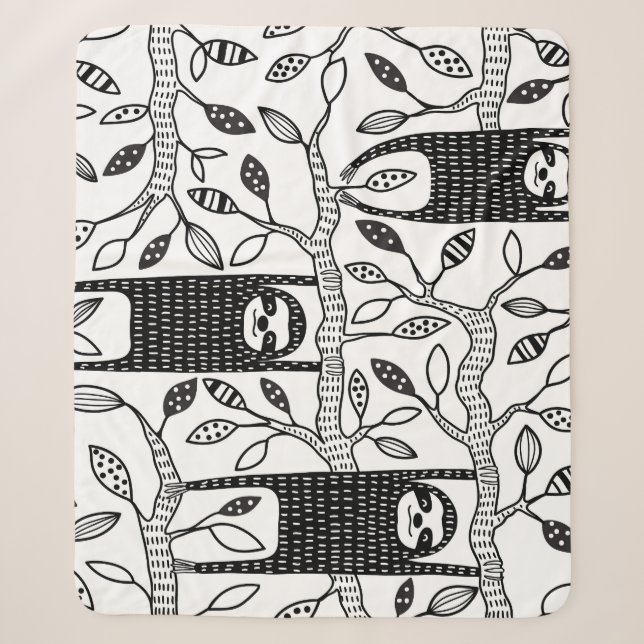 Chilled Sloths: Cute Animal Pattern. Sherpa Blanket (Front)