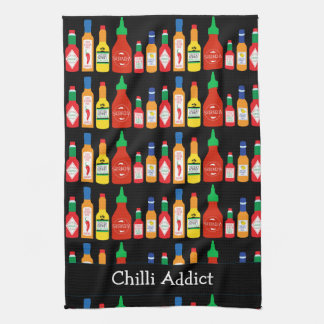 Chilli Addict Chilli Bottles Patterned Tea Towel
