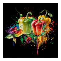 Chilli & Bell Peppers Splatter Art