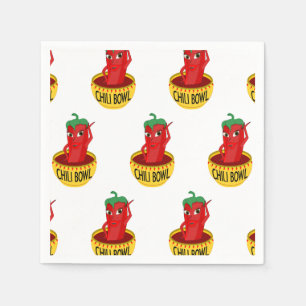 Chilli Bowl Cartoon Drawing Pattern Napkin
