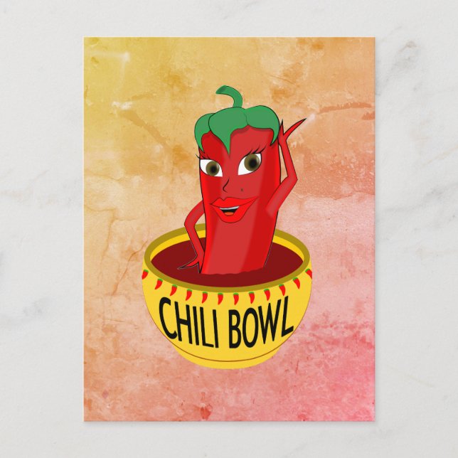 Chilli Bowl Cartoon Drawing Postcard (Front)