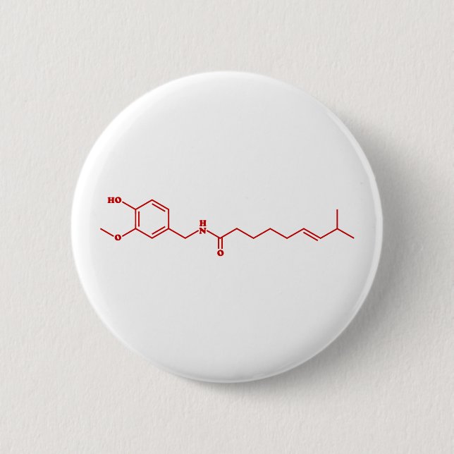 Chilli Capsaicin Molecular Chemical Formula 6 Cm Round Badge (Front)