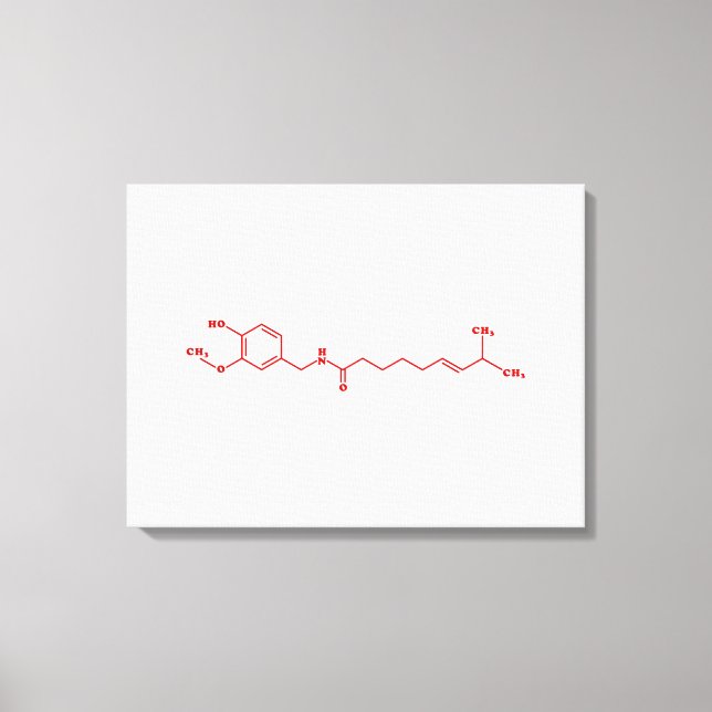 Chilli Capsaicin Molecular Chemical Formula Canvas Print (Front)