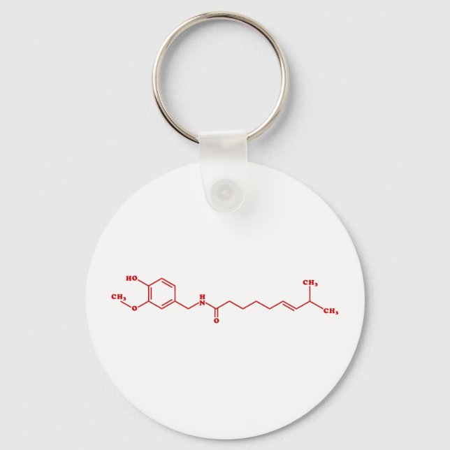 Chilli Capsaicin Molecular Chemical Formula Key Ring (Front)