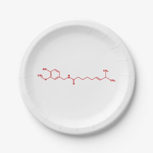 Chilli Capsaicin Molecular Chemical Formula Paper Plate (Front)