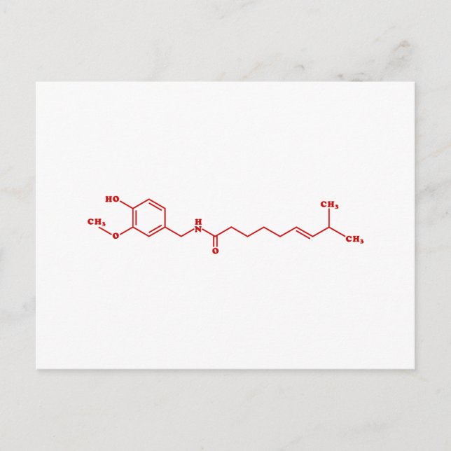 Chilli Capsaicin Molecular Chemical Formula Postcard (Front)