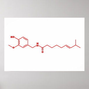 Chilli Capsaicin Molecular Chemical Formula Poster
