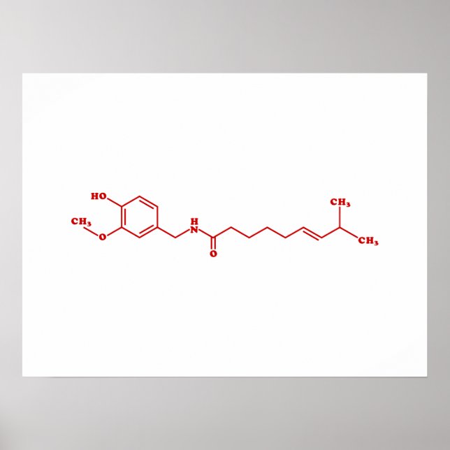 Chilli Capsaicin Molecular Chemical Formula Poster (Front)