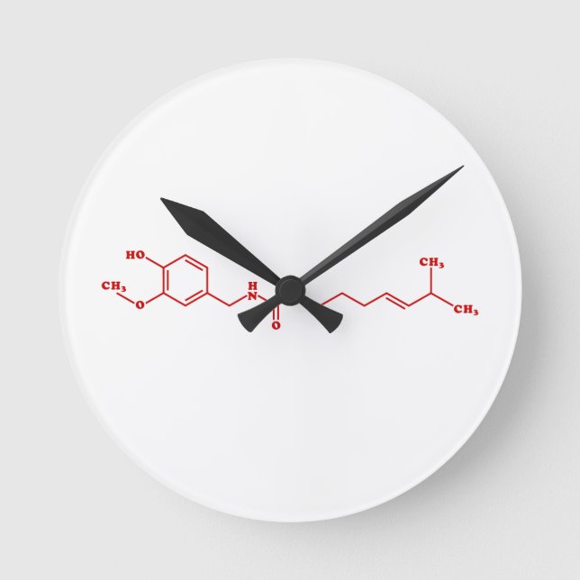 Chilli Capsaicin Molecular Chemical Formula Round Clock (Front)