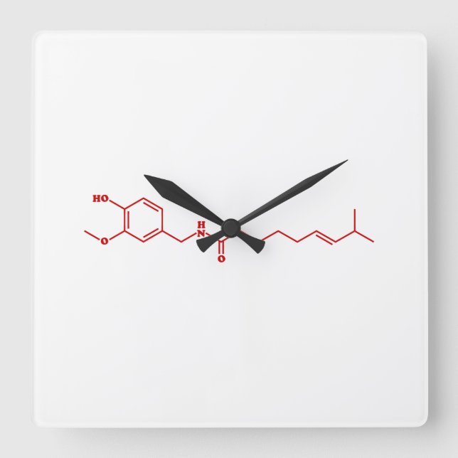 Chilli Capsaicin Molecular Chemical Formula Square Wall Clock (Front)