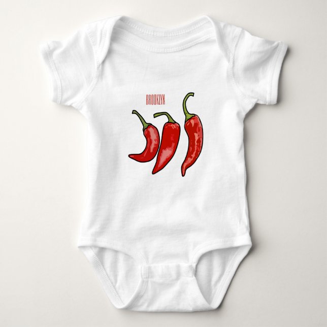 Chilli cartoon illustration  baby bodysuit (Front)