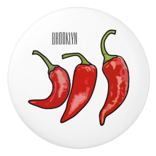 Chilli cartoon illustration ceramic knob