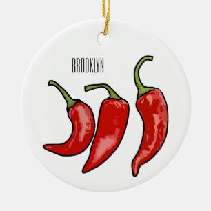 Chilli cartoon illustration  ceramic tree decoration