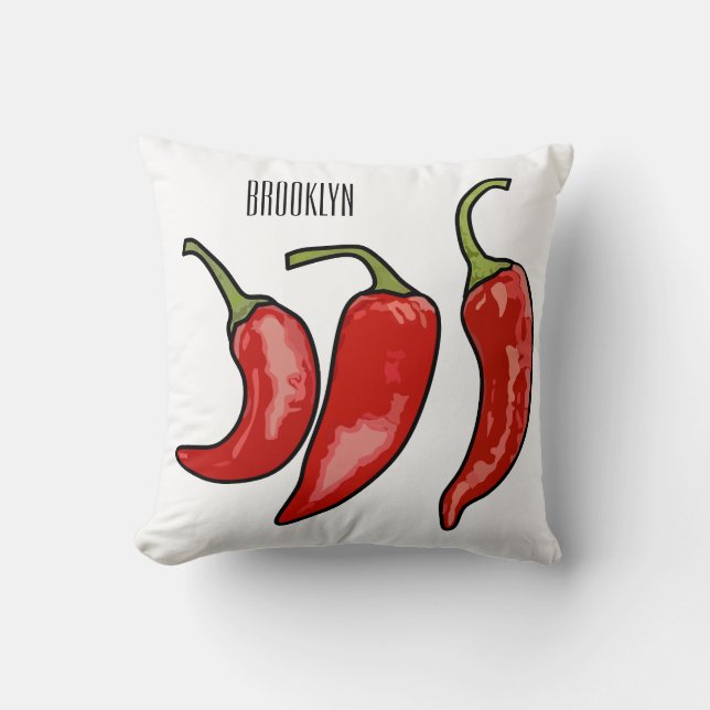 Chilli cartoon illustration  cushion (Front)