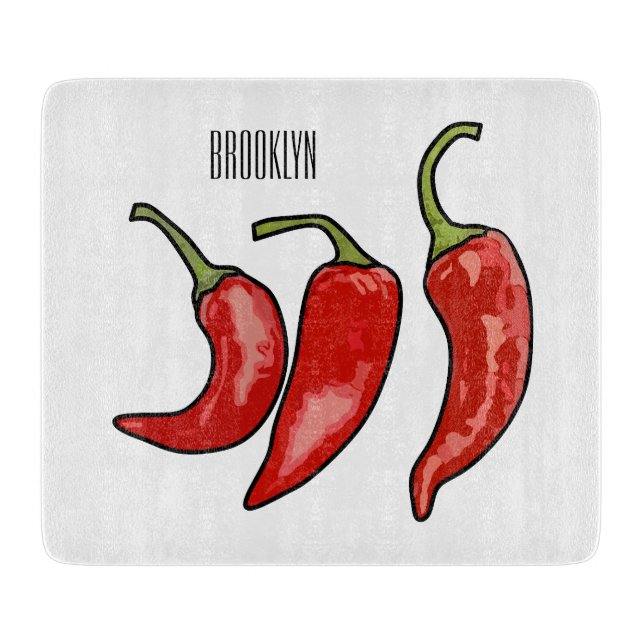 Chilli cartoon illustration  cutting board (Front)