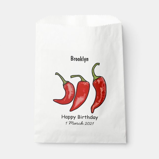 Chilli cartoon illustration  favour bags (Front)