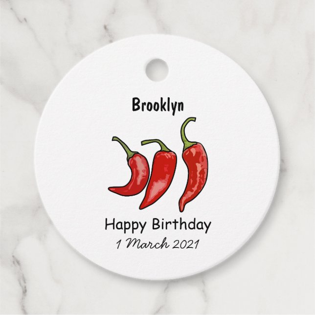 Chilli cartoon illustration  favour tags (Front)