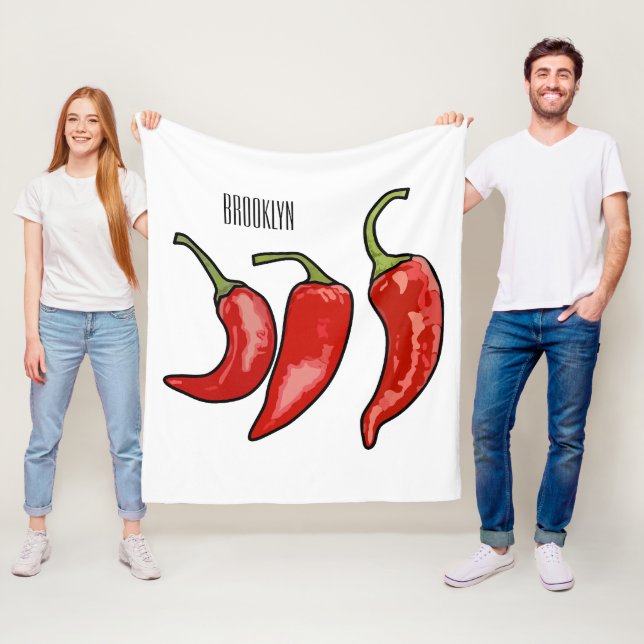 Chilli cartoon illustration  fleece blanket (In Situ)