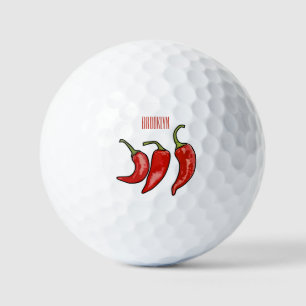 Chilli cartoon illustration golf balls