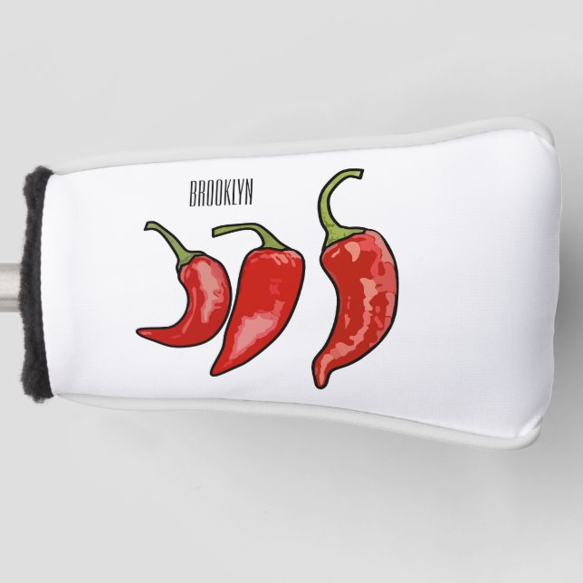 Chilli cartoon illustration  golf head cover (Front)
