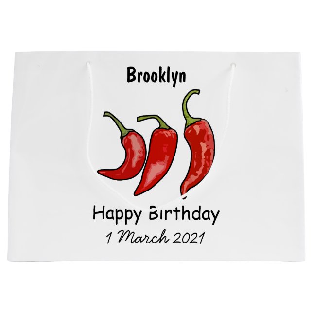 Chilli cartoon illustration  large gift bag (Front)