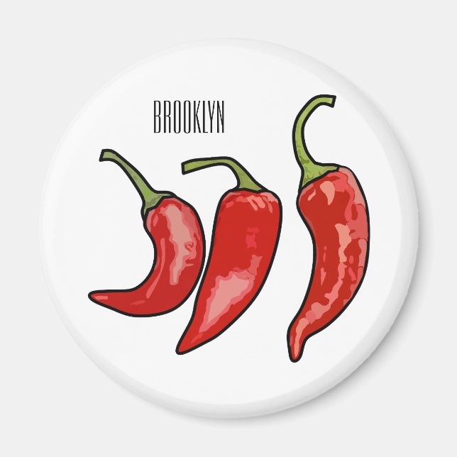 Chilli cartoon illustration  magnet (Front)