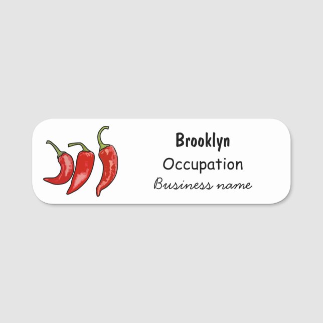 Chilli cartoon illustration name tag (Front)