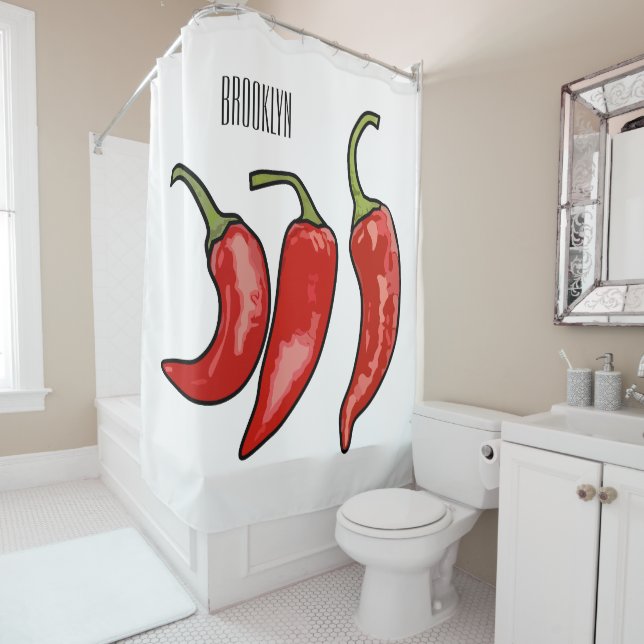 Chilli cartoon illustration  shower curtain (In Situ)