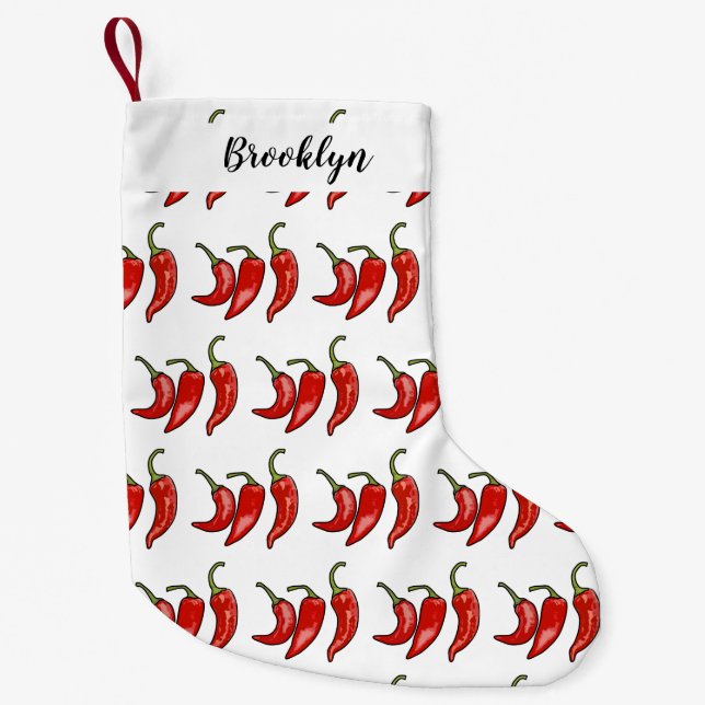 Chilli cartoon illustration  small christmas stocking (Front)