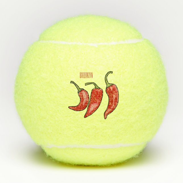 Chilli cartoon illustration  tennis balls (Front)