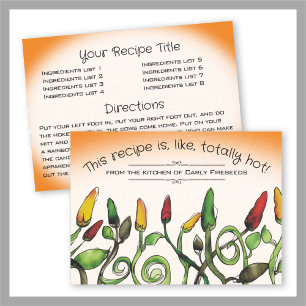 Chilli chile peppers cooking cookbook recipe card