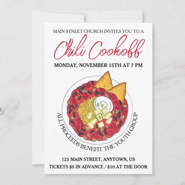 Chilli Chilli Soup Cookoff Competition Supper Food Invitation (Front)