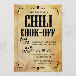 Chilli Contest Invitations ~ Chilli Cookout Invite
