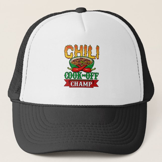 Chilli Cook Off Champ Competition Winner Trucker Hat (Front)