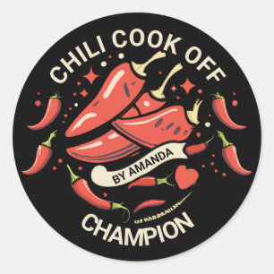 Chilli Cook Off Champion Classic Round Sticker