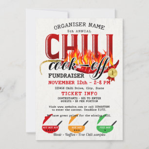 Chilli Cookoff Cook Off Fundraiser Community Party Invitation