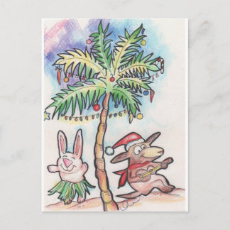 Chilli Dog plays the ukulele at Christmas Holiday Postcard