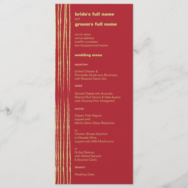 Chilli Lemon Wedding Menu (Front)