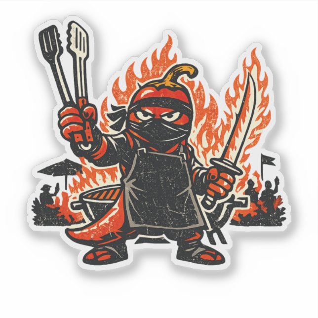 Chilli Ninja BBQ Master — Vintage Summer Fire  (Front)
