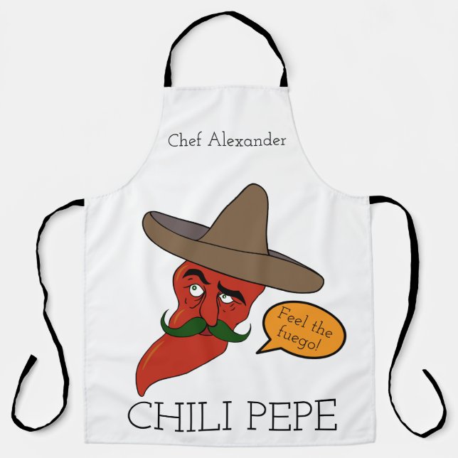 Chilli Pepe Personalise Long Apron (Front)