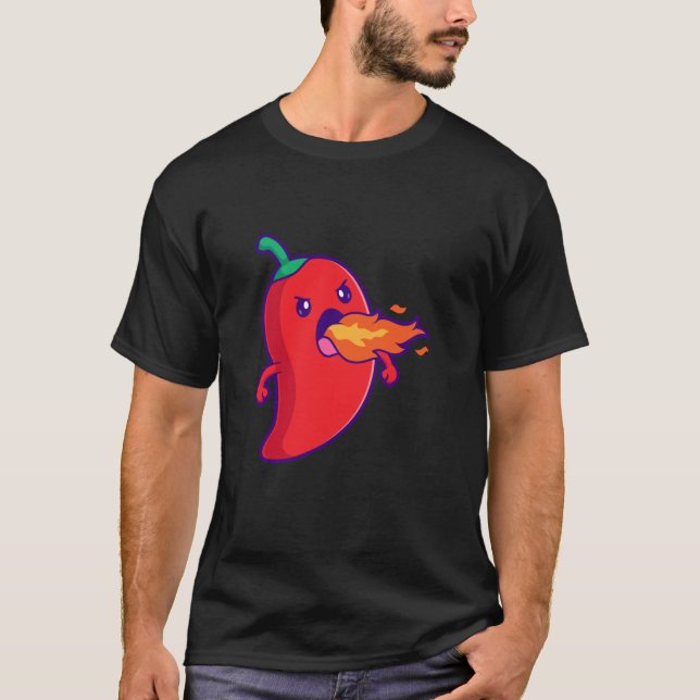 Chilli Pepper Breathing Fire T-Shirt (Front)
