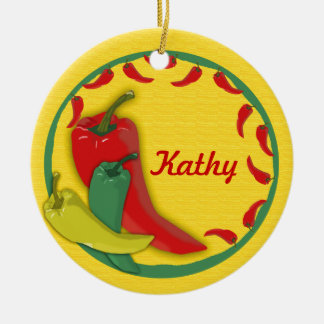 Chilli Pepper Circle Frame Ceramic Tree Decoration