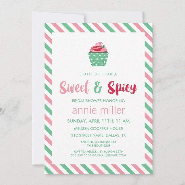 Chilli Pepper Cupcake | Sweet & Spicy Bridal Showe Invitation (Front)