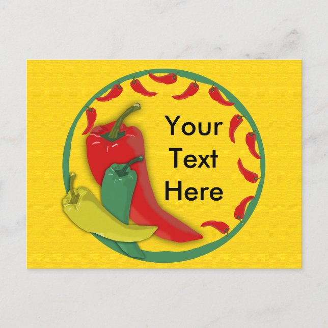 Chilli Pepper Group Circle Frame Postcard (Front)