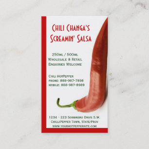 Chilli Pepper Hot Red Pepper Salsa Business Card